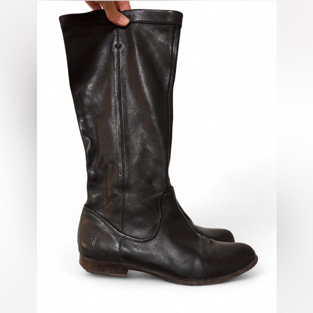 Frye Mid Calf Black Leather Boots